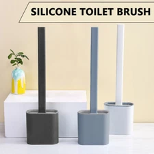 Bathroom Silicone Bristles Flexible Toilet Brush Holder Creative Cleaning Brush