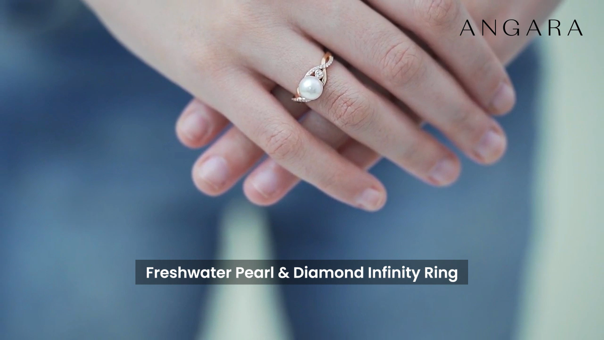 ANGARA Freshwater Pearl Ring in 14K Solid Gold (Grade: AA 9mm