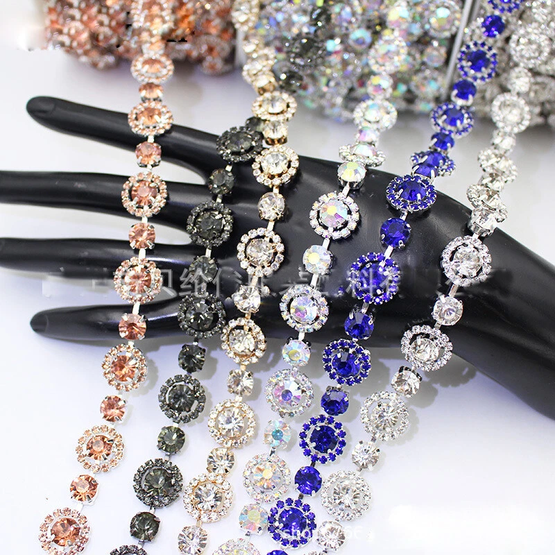 5 Yard Crystal Diamante Rhinestone Chain Trim Applique Wedding Sewing Craft DIY - Image 3 of 4