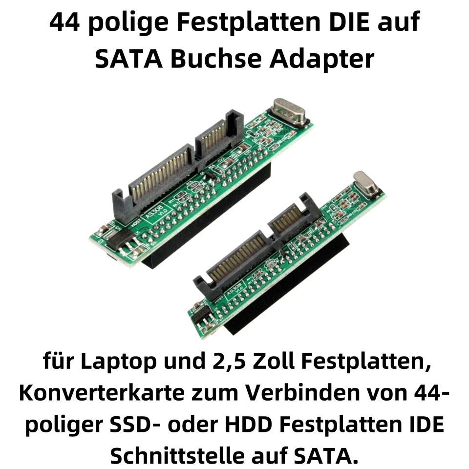 P81 2,5" SATA 44pin IDE SSD HDD zu 22pol Notebook Festplatte Konverter Adapter - Bild 2 von 4
