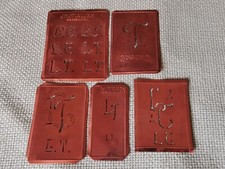 5 alte Kupferschablonen Aussteuer Wäscheschablone OVP Monogramm L T