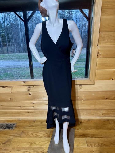 Xscape Fit And Flare Dress Women’s 14 Black High Low Sleeveless Gown NWT!