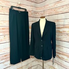 Vintage 90s DKNY pantsuit NEW Deadstock Navy Blue Wool Pant  Blazer Wide Leg