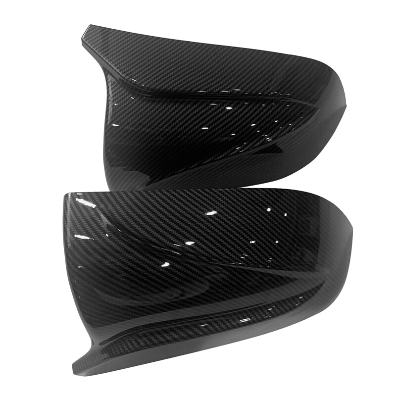 Pair Of Real Carbon Fiber Side Mirror Covers For 2017-2025 Tesla Model 3 (Incl. Highland) - M-Style Horn Look