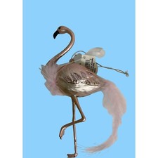 Pink Flamingo Ornament feathers glitter Barbiecore Tropical Coastal tiki