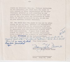 Mary Tyler Moore signed 2 page contract