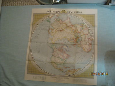 VINTAGE NORTHERN HEMISPHERE MAP National Geographic February 1946