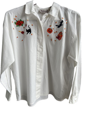 Bechamel Halloween Embroidered Button Down Shirt. Size 18