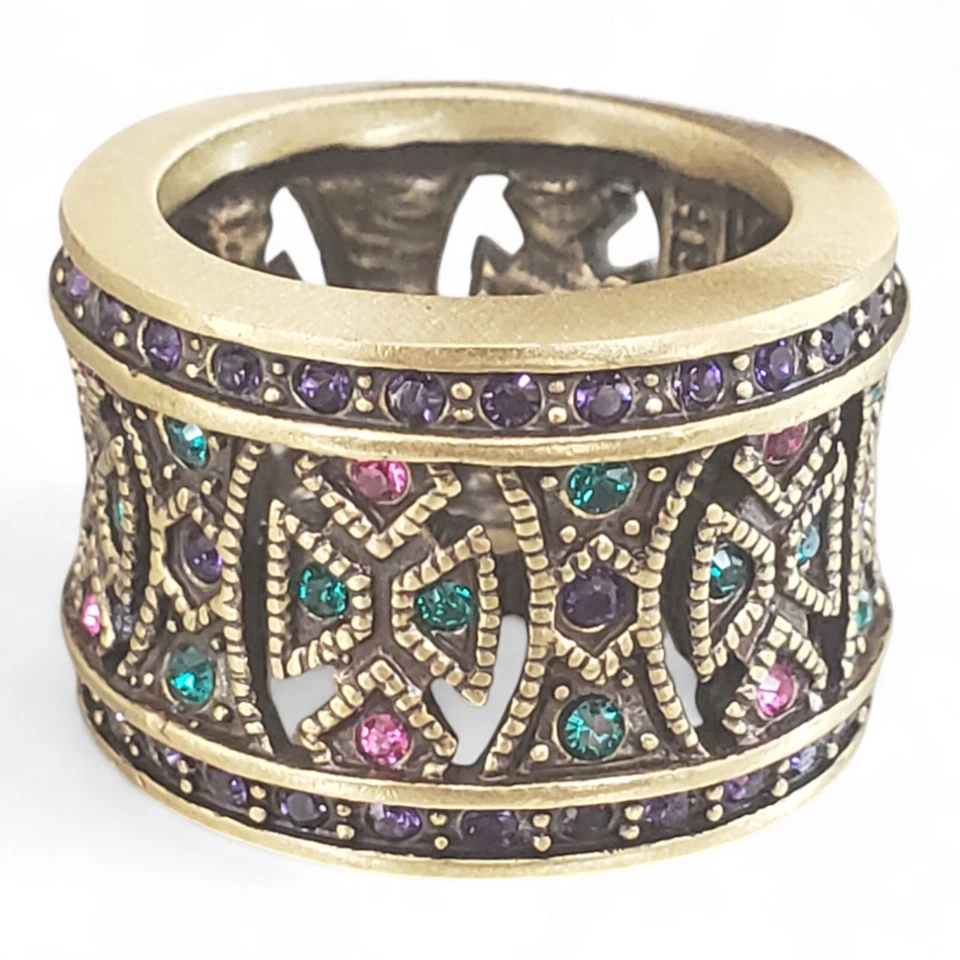 Heidi Daus Byzentine Beauty Bronze Finish Swarovski Crystal Ring Size 8 - Image 2 of 4