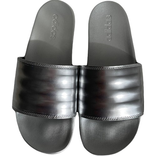 Womenâs Slides Size 11 Adidas ADILETTE COMFORT Silver Metallic Core Black | eBay