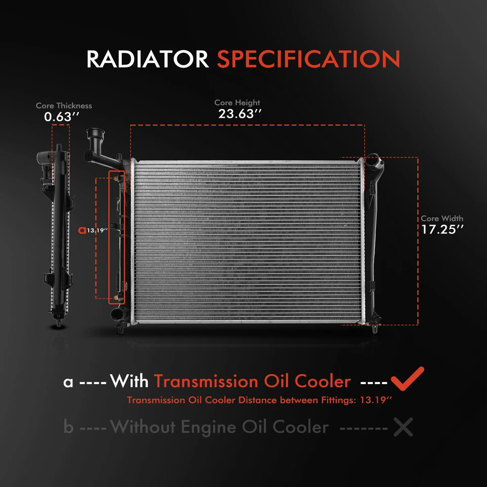 Radiador con enfriador de aceite Trans para Hyundai Elantra 2007-2012 L4 2,0 L transmisión automática Foto 2 de 4