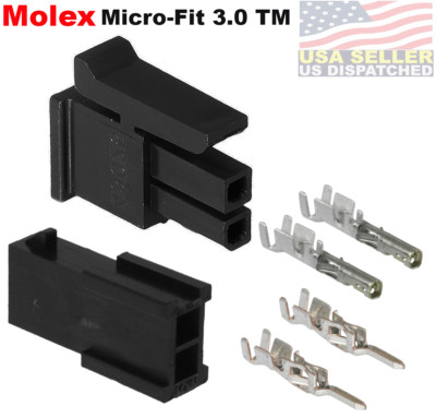 Molex  (2 Circuits) Male & Female Housing w/ Pins 20-24 AWG Micro-Fit 3.0 