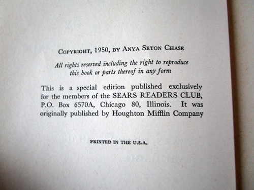 Foxfire By Anya Seton 1950 Special Edition Sears Readers Club Hardcover Book - Picture 9 of 9