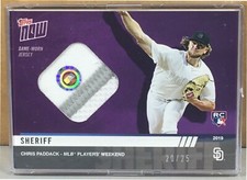 2019 TOPPS NOW PLAYERS WEEKEND JERSEY #PW-136E CHRIS PADDACK PADRES RC 20/25