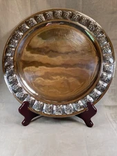 Vintage 14" Sanborns Mexico Aztec Rose Sterling Tray Rare No Monogram 1118 grams