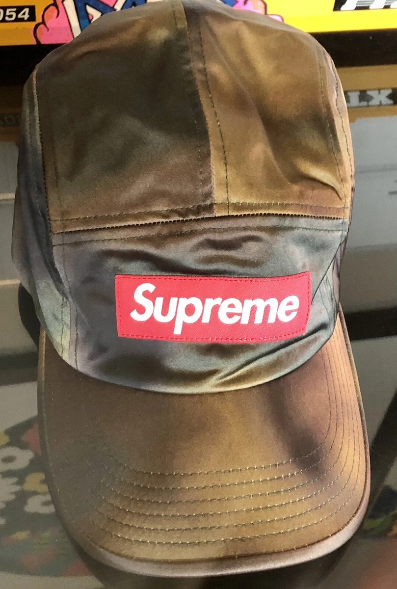supreme washed satin camp cap, iridescent, SS21