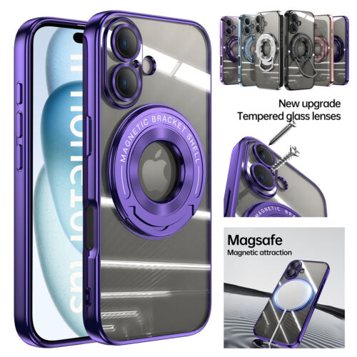 For iPhone 15 16 Pro Max 14 13 12 11 Magsafe Case Magnetic Ring Stand Lens Cover - Picture 8 of 15