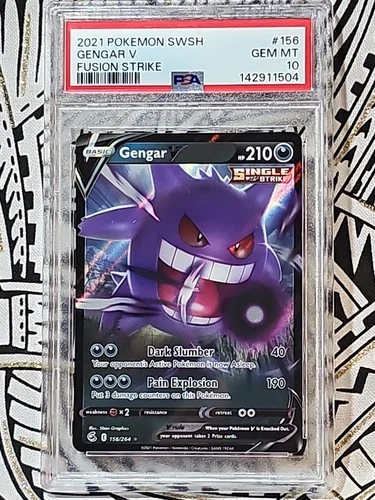 Gengar V POKEMON 2021 Fusion Strike #156 PSA 10 Gem Mint (504) FREE Shipping