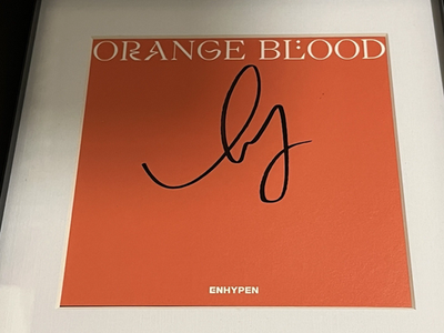 HEESEUNG OF ENHYPEN SIGNED & FRAMED ORANGE BLOOD CD DISPLAY