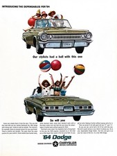 1964 Dodge Convertible Original Vintage Print Ad Automobile Car 10 X 14