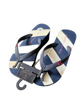 Polo Ralph Lauren Girl's size 2 Flip Flop wedge sandals navy white striped new