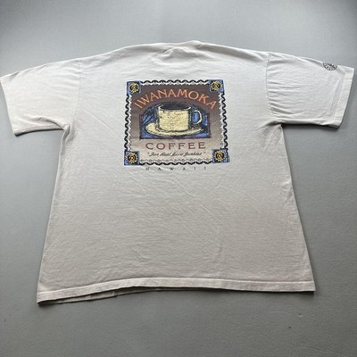 Vintage Crazy Shirts Hawaii Coffee T-Shirt Mens XL Beige Iwanamoka