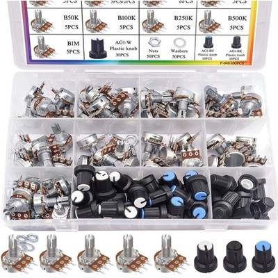 Potentiometer Kit 100 Stück B1K 5K 10K 20K 50K 100K 250K 500K 1M Ohm Rotary P...