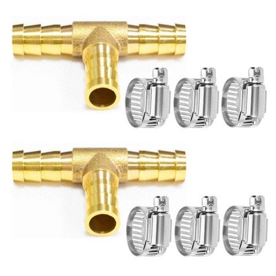 Da by 2 pcs 1/2'' (12.5mm) Brass Tee Barb Fittings for 1/2''(12.5mm),