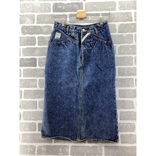 Vintage Jordache Metropolitan Jeans Denim Midi Skirt Acid Wash Blue Womens 11/12