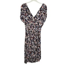 Vince Camuto Dress Sz 10 Blue Multi Asymmetric Hem Draped Bodycon Stretch Jersey