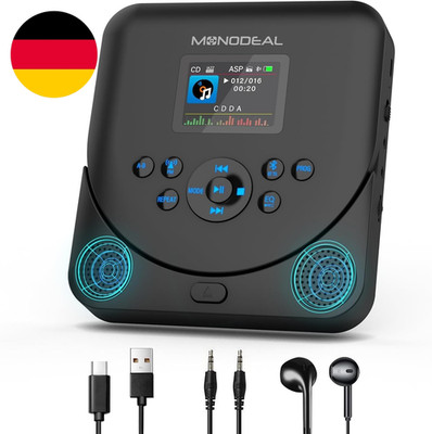 CD Player Tragbar Mit TFT Display, 2025 MONODEAL Tragbarer CD Player Bluetooth, 