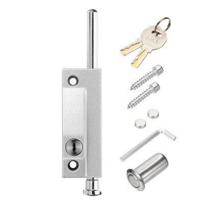 Sliding Patio Door Lock Kit Sliding Door Lock Keyed with Bolt, Silver Gray