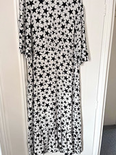 Nobody’s Child Size 16 Black & White Star Cotton Maxi Dress Long Sleeve Tie