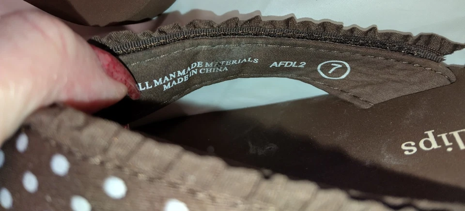 Chanclas LINDSAY PHILLIPS Marrón SWITCHFLOPS Blanco Lunares Volantes Correa Talla 7 Foto 3 de 4