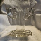 Set 3 Vtg Anchor Hocking Queen Mary Candlestick Holders 1940’s Art Deco Glass