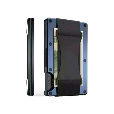 BRANDED The Ridge Style Titanium Metal RFID Blocking Men's Wallet With Strap USA SELLER