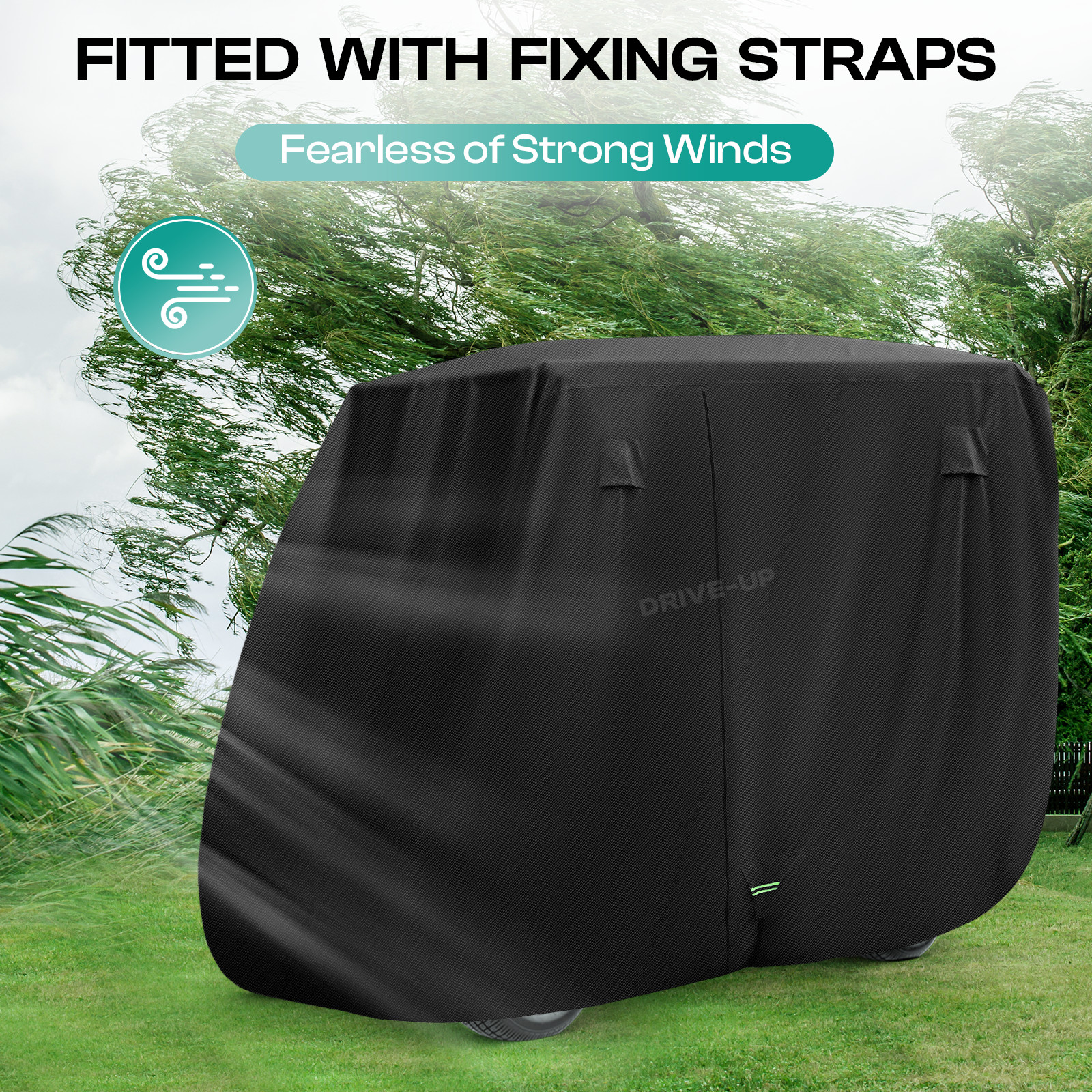 Golf Cart Cover Black 600D Waterproof 2/4 Passengers for Club Car EZGO YAMAHA