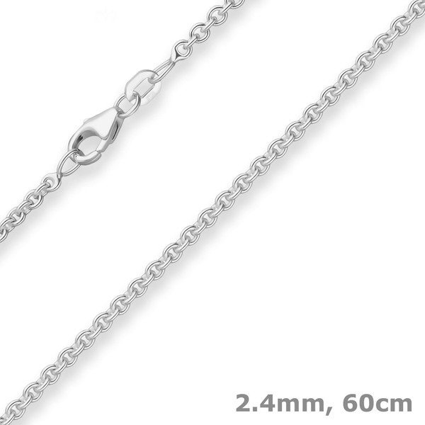 2,4Mm Rund-Ankerkette Silberkette Collier Halskette Aus 925 Silber 60Cm-image