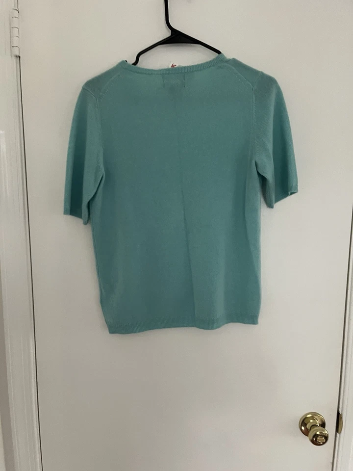 Suéter Jones New York Cashmere Manga Corta Mujer XS Azul Tejido Top Preppy Nuevo con Etiquetas Foto 4 de 4