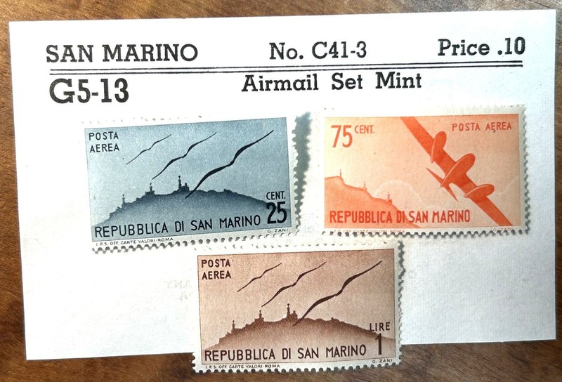 San Marino Airmail Stamp Set Mint - G5-13