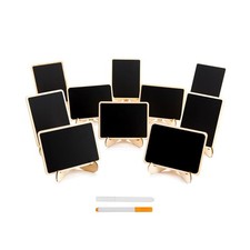 Paquete de 10 mini pizarras DSTELIN letreros con soporte de caballete, pequeños, negros