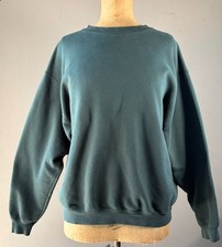 Vintage 90s Lands End Made in USA Blank Basic Army Green Crewneck Sweatshirt XL