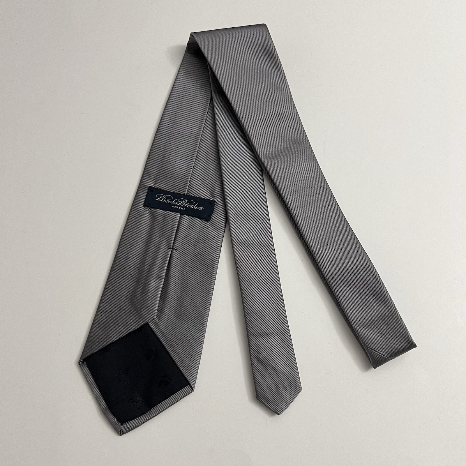 Brooks Brothers Makers USA Solid Silver Gray Silk… - image 7