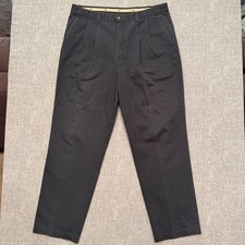 Vintage Levis Dockers Mens 38x34 Navy Blue Pleated Chinos Classic Fit Made USA