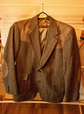 Vintage Pendleton Wool Blazer Sport Coat 42 Brown Herringbone Suede Yoke...