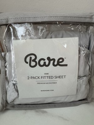 Bare Home Crib 2 Pack Baby Sheets . Light Grey Color. Premium Microfiber. New 