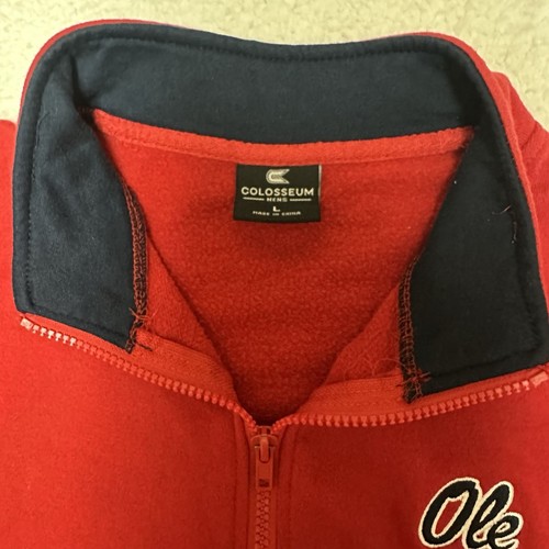 Ole Miss Rebels 1/4 ZIP COLOSSEUM Red/Blue Logo Sweatshirt SZ Large - Cool - Picture 3 of 6