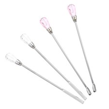 4Pcs Stainless Steel Wax Stirrer, Wax Seal Spoon Kit, Clear Pink/Clear