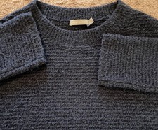 VINCE Cashmere Wool Blend Soft Fluffy Oversize Pullover Sweater L Navy