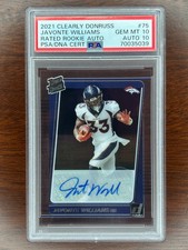 Javonte Williams 2021 Panini Clearly Donruss #75 Rookie Auto PSA 10 + AUTO 10